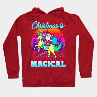 Christmas Is Magical Retro Unicorn Santa Hoodie